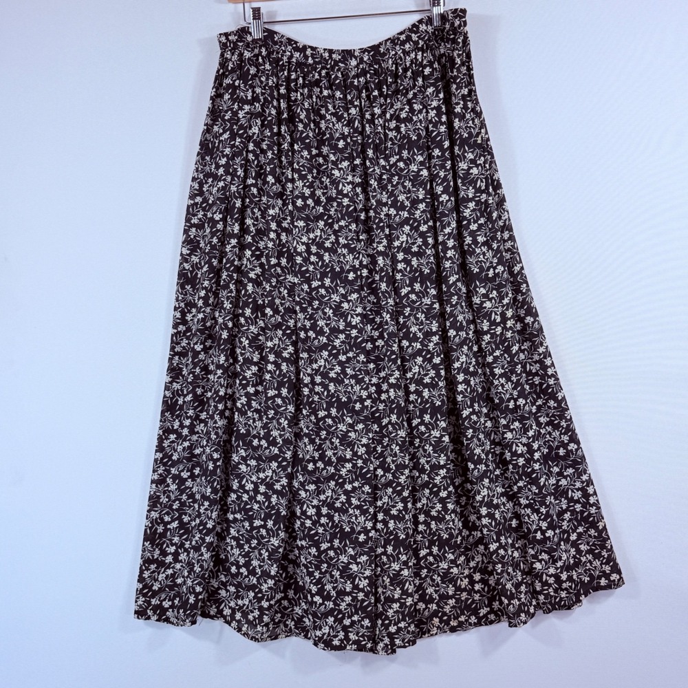 Express Maxi Skirt Womens Large Black Floral Elastic Waist Cottagecore Boho - Picture 4 of 7
